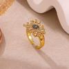 Vintage Enamel Demon Eye Zirconia Adjustable Ring
