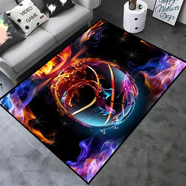 Creative Sports Area Rug Healthy ExerciseTeen Fantastic Basketball Enthusiast Carpet for Home Decor Kid Room ,Etc.