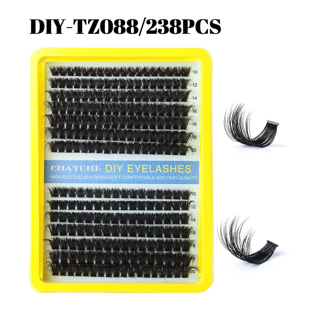 DIY Dense D-Curl False Eyelash Extension Set - Fluffy, Segmented & Curled Doll Lashes