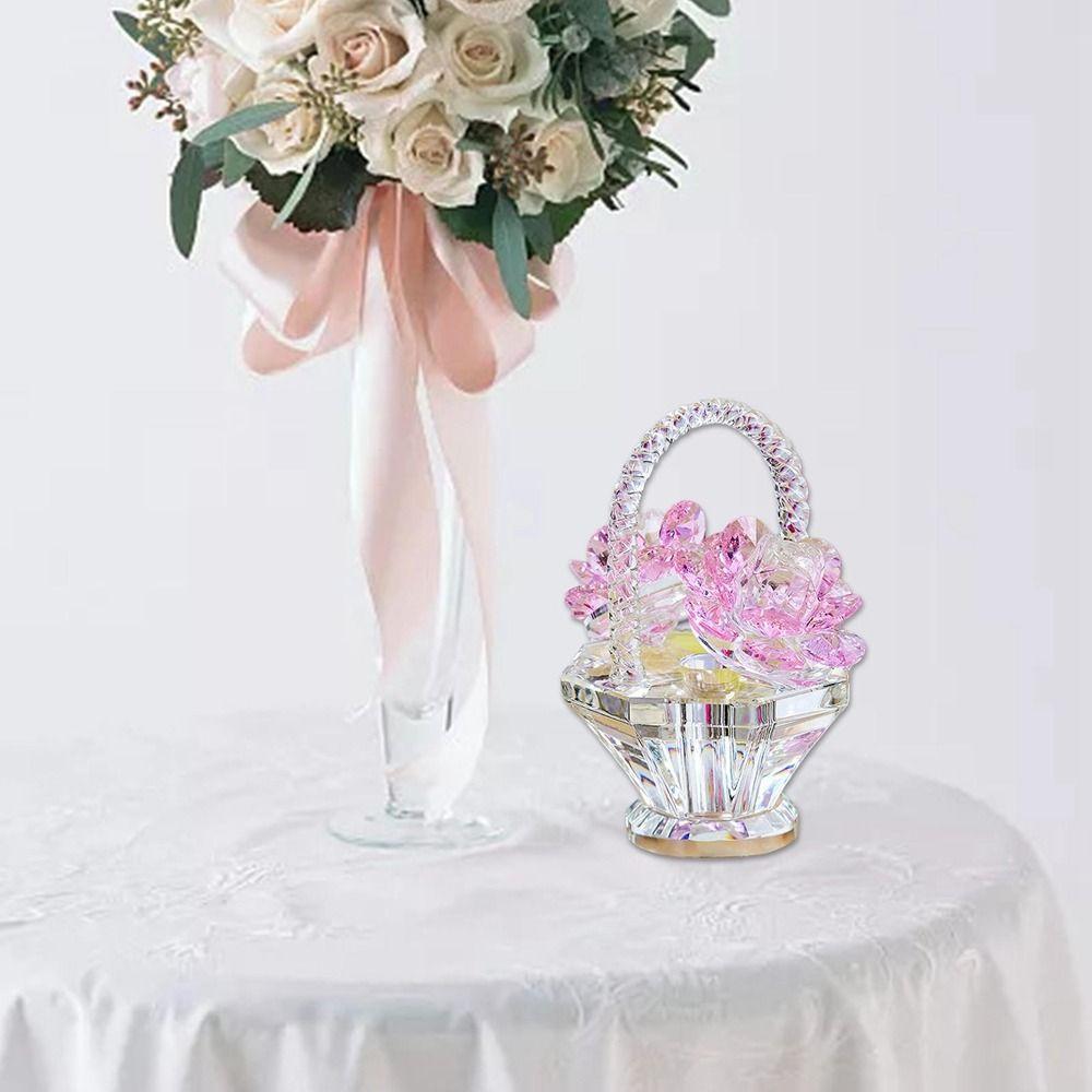 Crystal Art Flower Basket Crystal Ornament Small Car Ornaments  TV Shelf