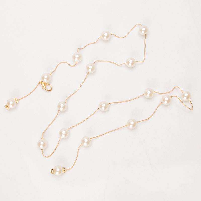 Pearl Metal Waist Jewelry For Women With Hook Fastening Elegant Dress Waist Chain
