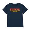 Stranger Things Zonsondergang Pixel Logo Kinder T-shirt 7-13 Jaar, Marineblauw
