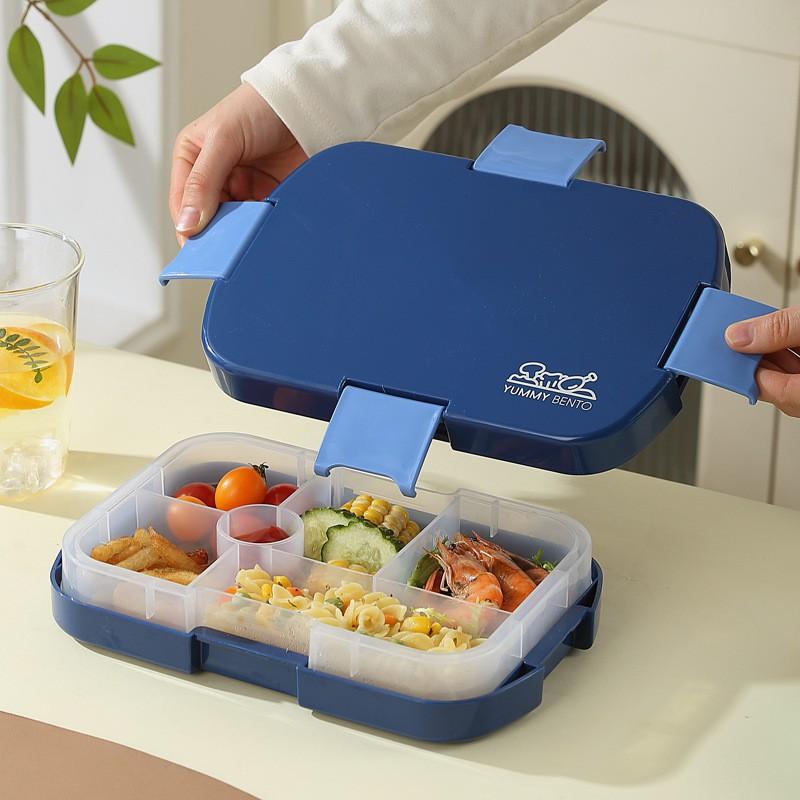 BPA-freie PP-Kinder-Lunchbox mit 4 Fächern, mikrowellengeeignet, auslaufsicher, stapelbar, für Schule und Outdoor