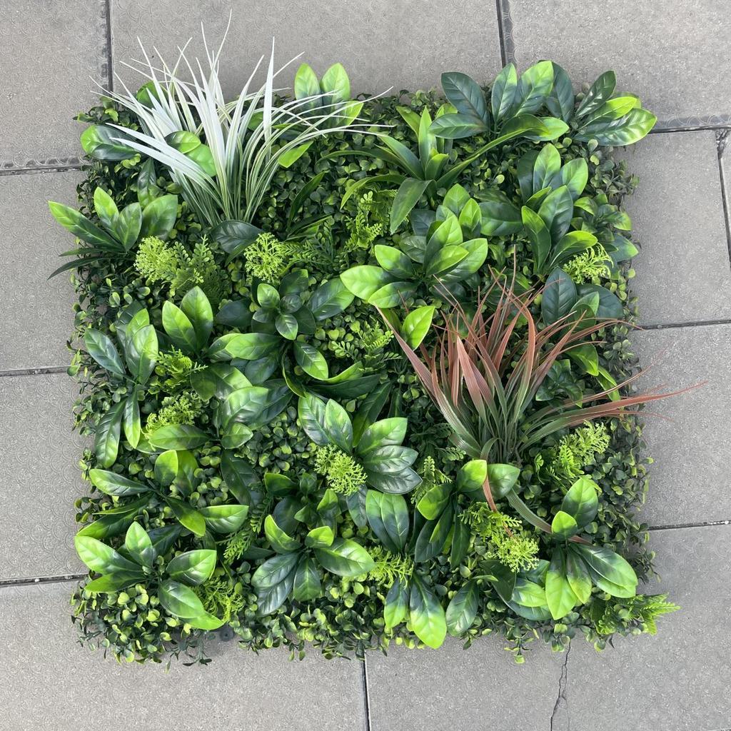 50×50cm Artificial Green Plant Wall - Plastic Vertical Garden, Fake Flower Wall, Synthetic Turf Background