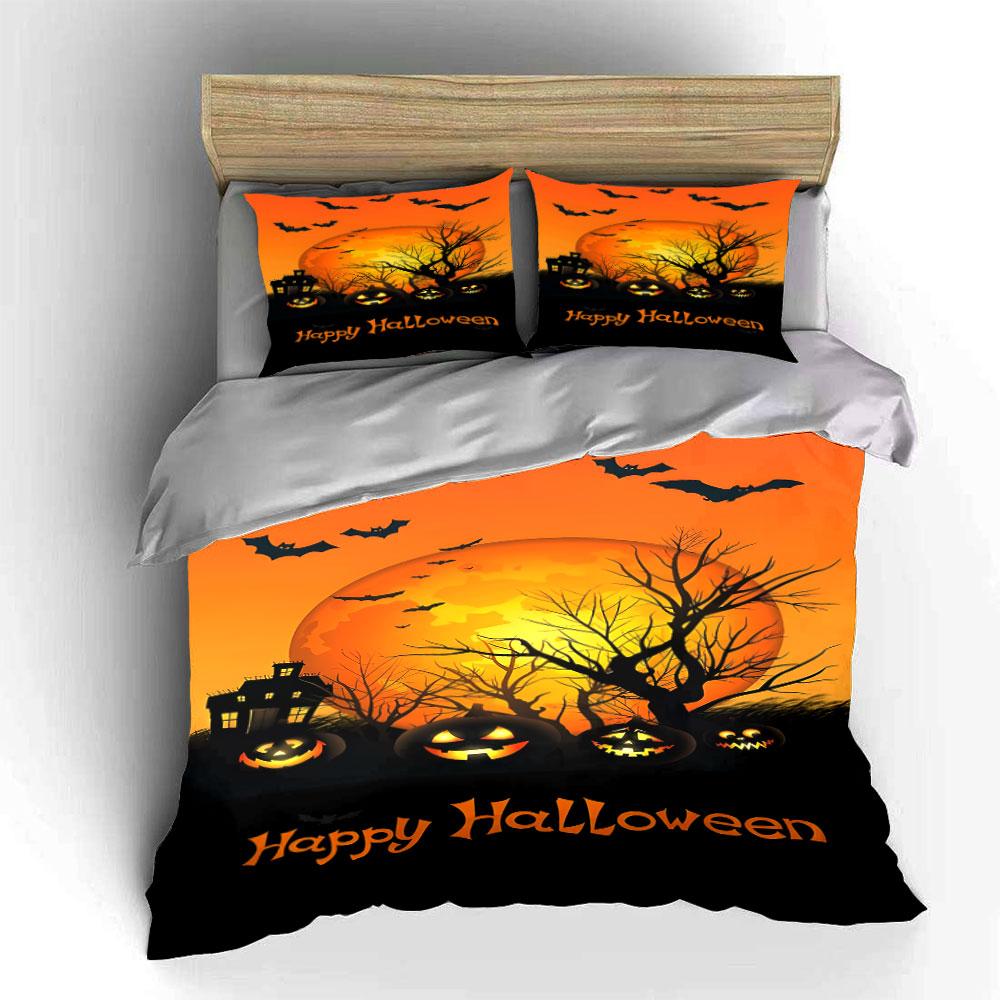 Glowing Eerie Pumpkin Night Bedding Sets Duvet Cover Sets Duvet Covers Pillowcases(1*Duvet Cover 2*Pillowcases Without Duvet Insert)