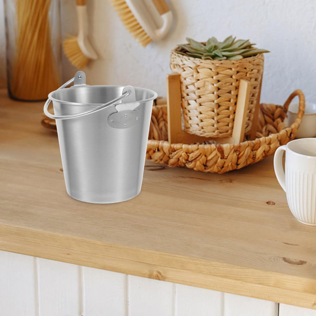 Stainless Steel Snack Bucket Small French Fry Holder Portable Ice Cube Container Serving Bucket for Parties Picnics Daily Use