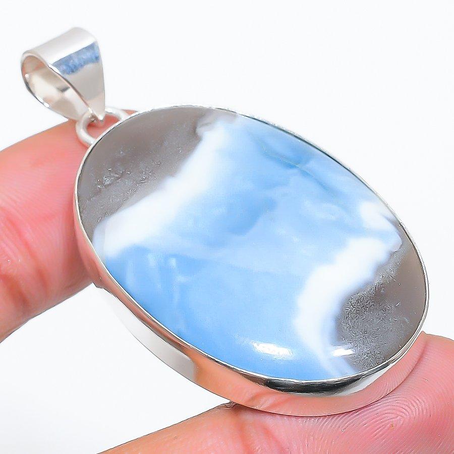 Indian Moss Agate Gemstone 925 Sterling Silver Jewelry Pendant 2.17" SU-10887