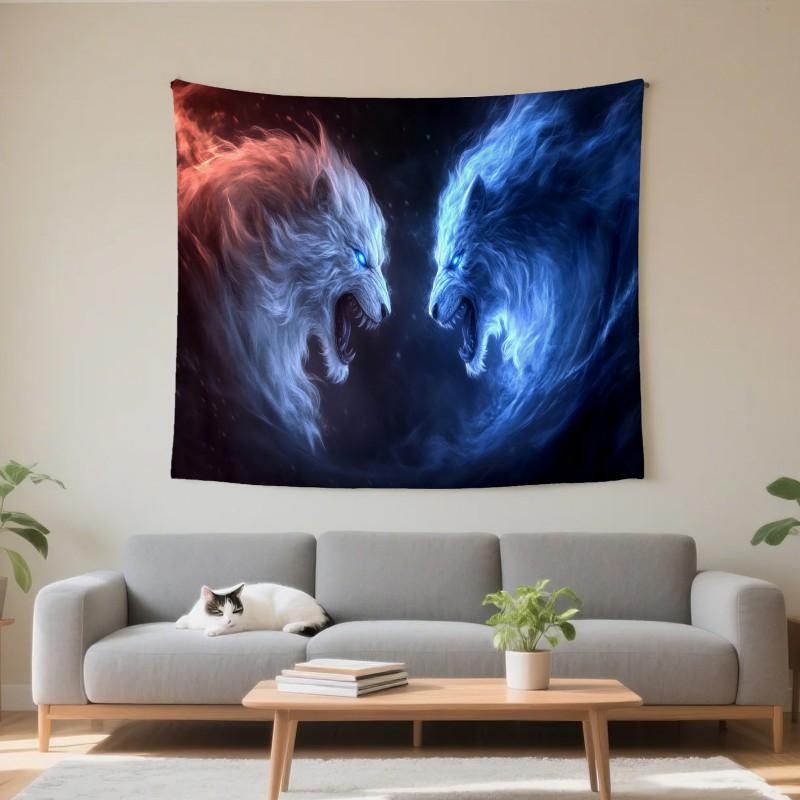 Modern Artistic Wolf Tapestry Wall Hanging Bedroom Living Room Decor 100% Digital Print 130x150cm Or 150x200cm