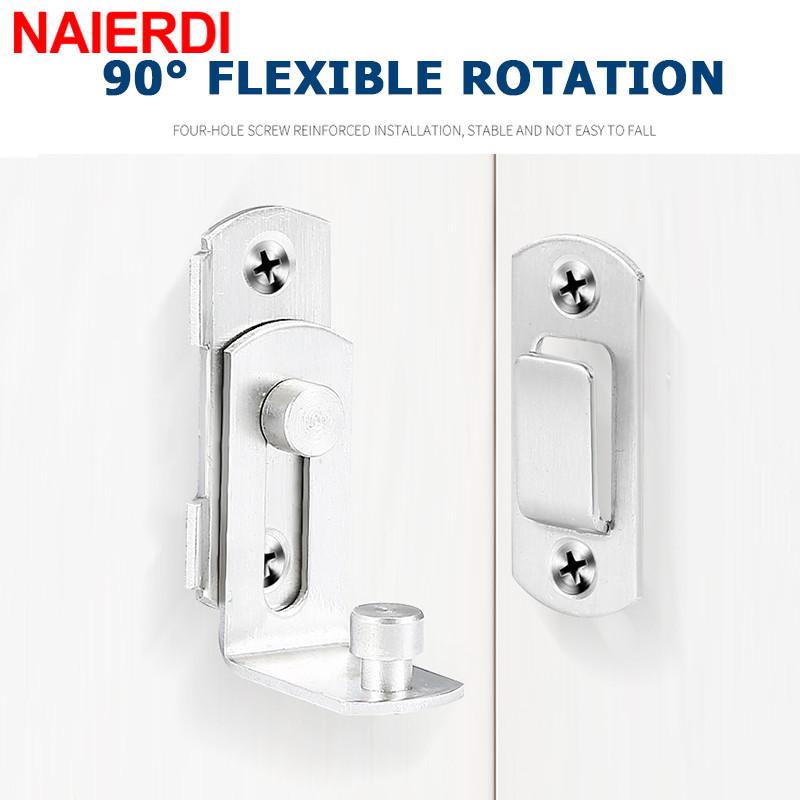 NAIERDI Stainless Steel 90/180 Degree Hasp Latches Sliding Door Chain Locks Security Hardware For Window Cabinet Hotel Home