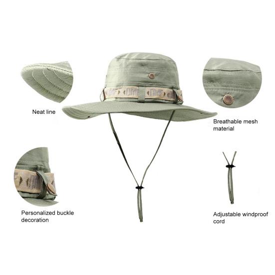 Summer Cap Useful Washable Decorative Curled Edge Wide Brim Men Sun Hat Outdoor