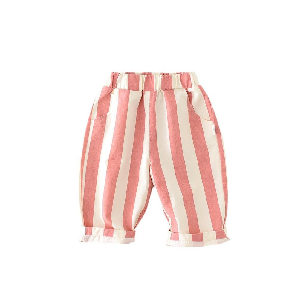 Korean Style High Waist Color Striped Spring Pants for Infants and Toddlers