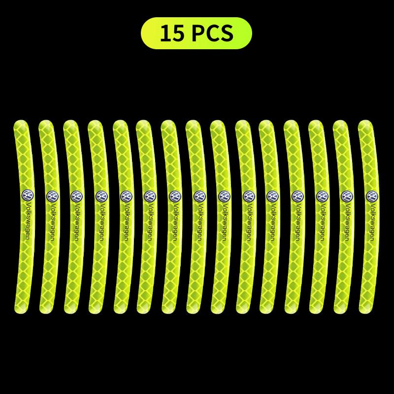 Car Wheel Hub Reflective Stickers Tire Rim Luminous Accessories For Volkswagen Santana GTI Rline Polo Golf Passat B5 B6 Touran Magotan