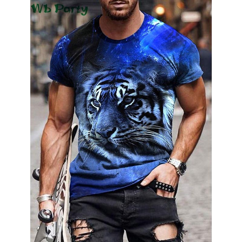 Tiger Print Clothes Men Graphic T shirts 3D Print Men's Summer Clothes T-shirt Man Short Sleeve Tee Tiger Shirts Graphic Tees