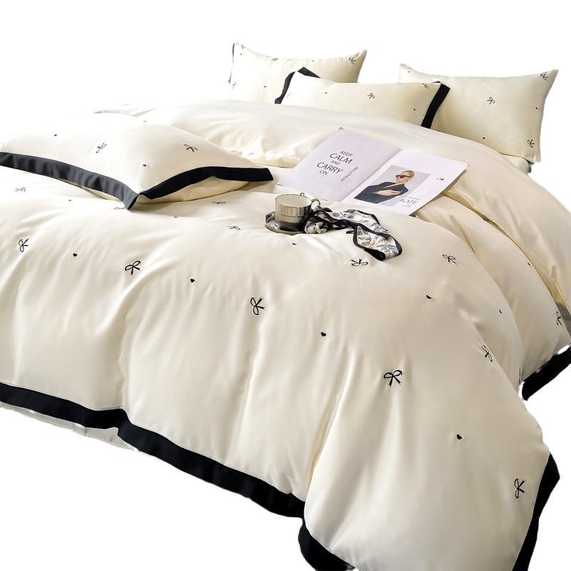 2024 A-Class Silk Tencel 4-Piece Luxury Duvet Cover Set with Embroidery – Princess Style