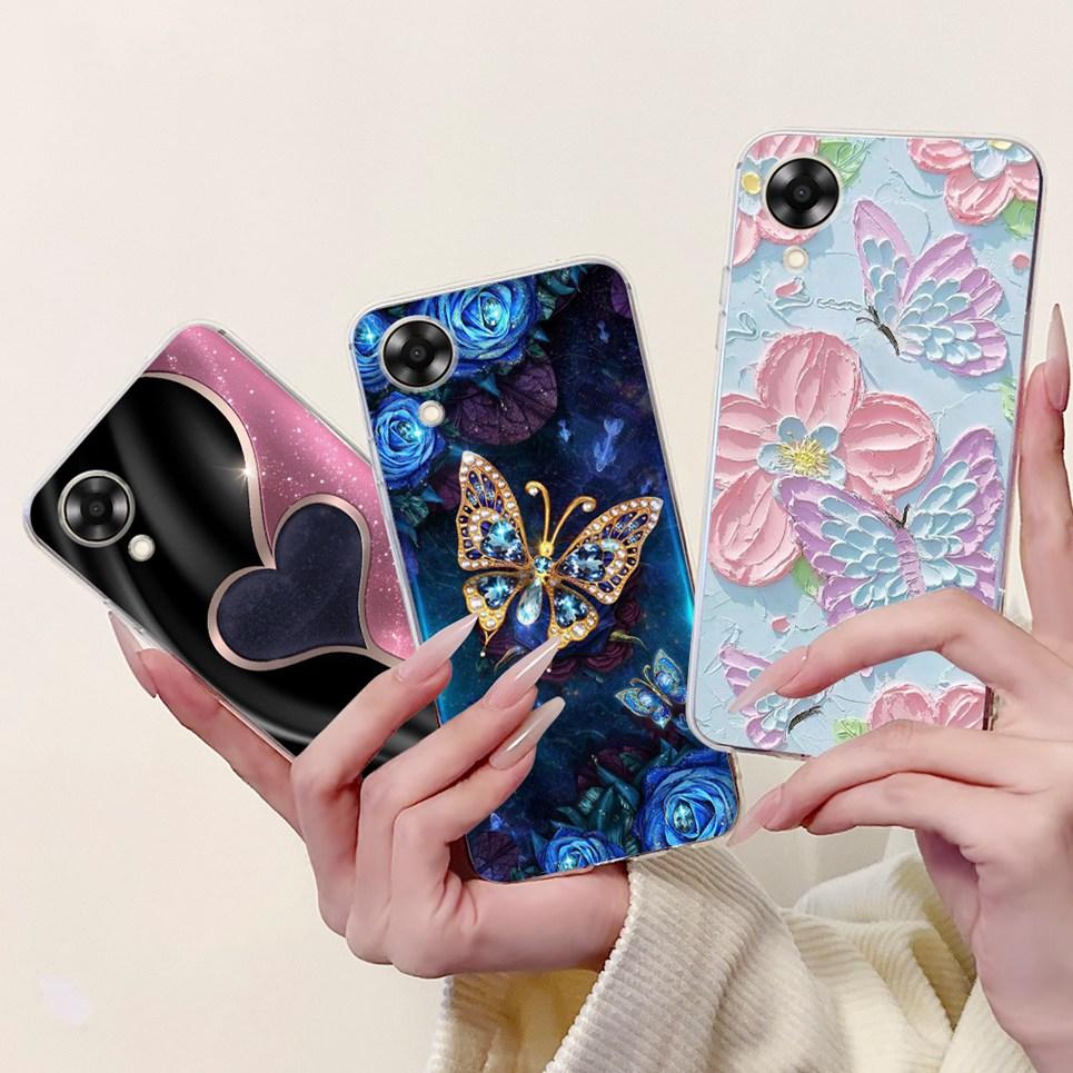 Case For Oppo A17k A17 4G Back Cover Oppo CPH2471 CPH2477 Colorful Butterfly Flower Painting Phone Cases Transparent Soft TPU