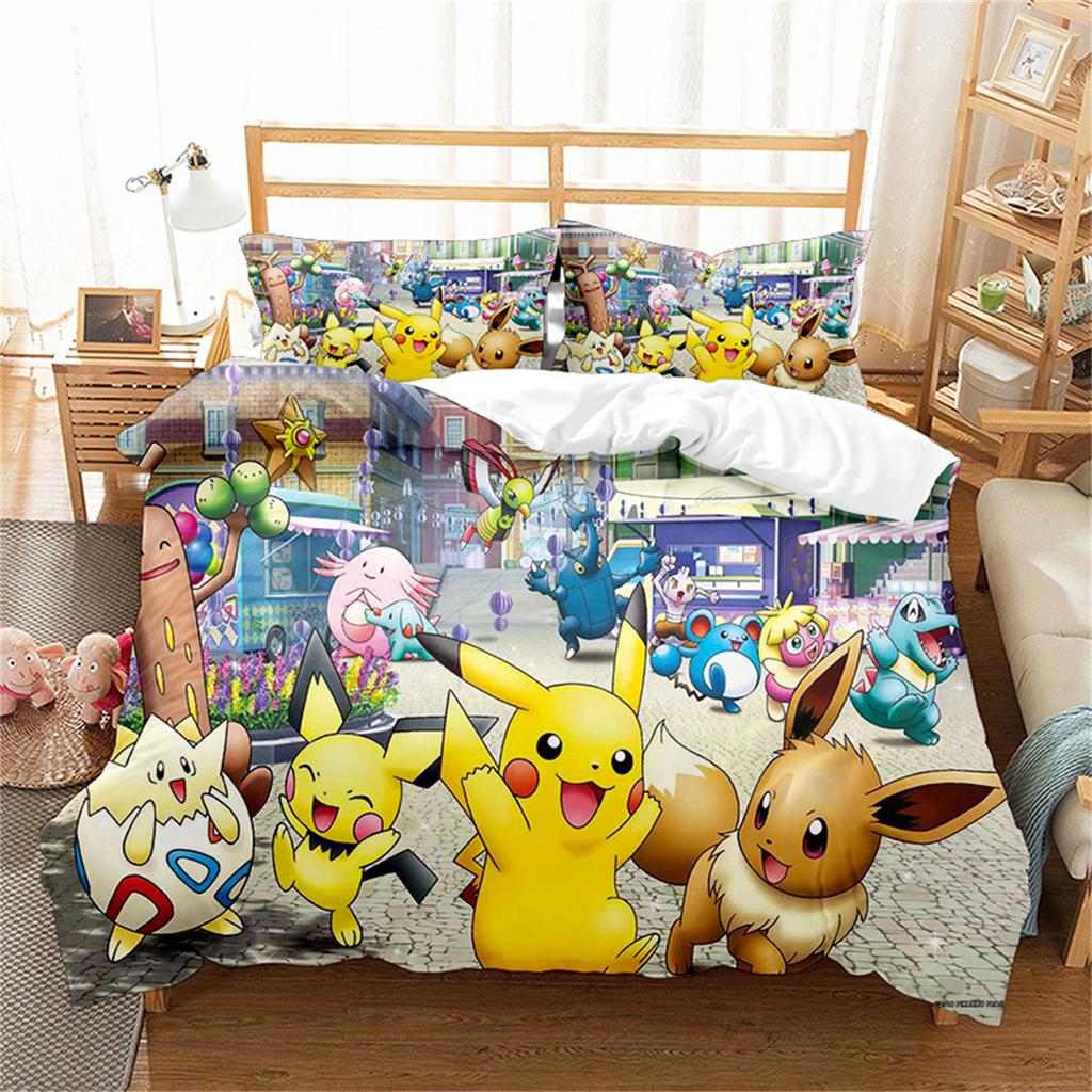 Pet Animation 3D Printed Duvet Cover Set Bedroom Bed Bedding Set Soft Easy Care with Zipper and Pillowcases for Teens And Adults