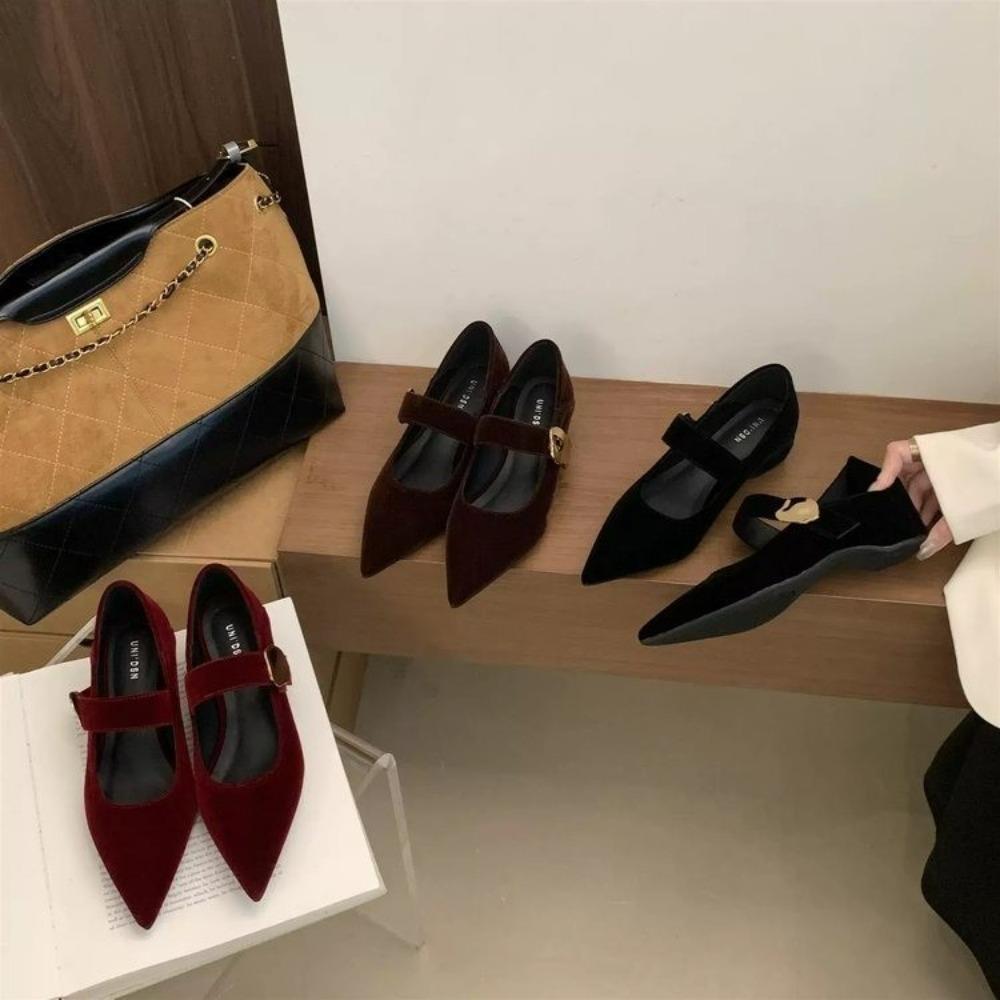 Damen Mary Jane Schuhe Herbst Elegant Kleiderschuhe Retro Wildleder Quadratische Zehenpartie Print Mode Schnalle Damenschuhe Zapatos Mujer