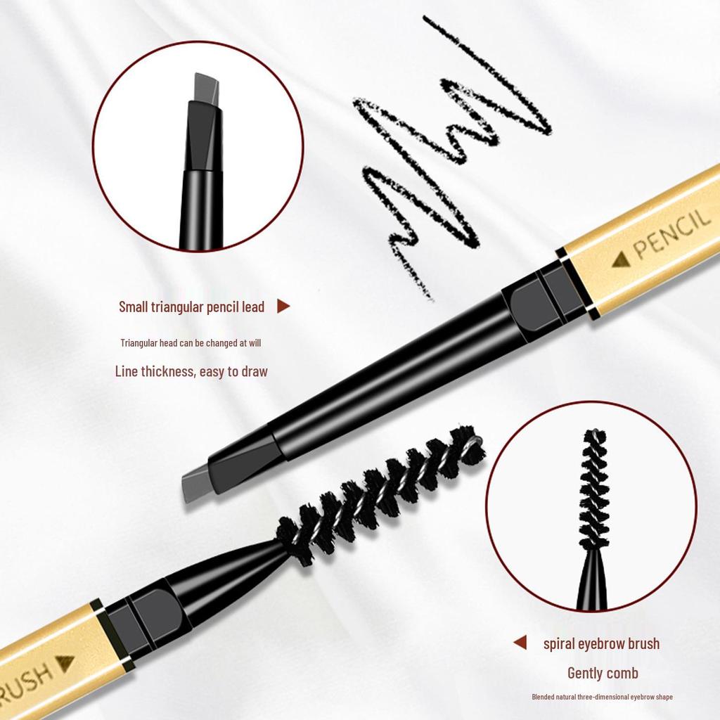Little Gold Bar Ultra-Fine Double-Ended Triangular Eyebrow Pencil: Waterproof, Sweatproof, Long-Lasting, Non-Smudging, Natural-Looking.