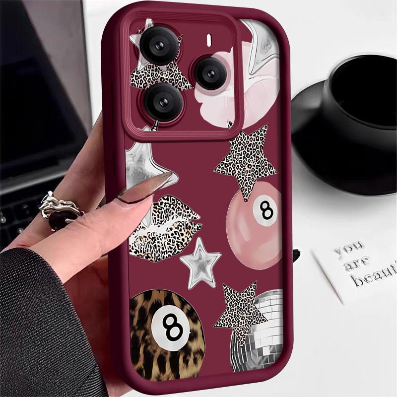 Vintage Leopard Print Stars Billiards Case For Xiaomi Redmi Note 14 13 Pro 5G 4G 12 11 Funda Xiaomi 14T 13T 11T Pro Shockproof Bumper Silicone Cover