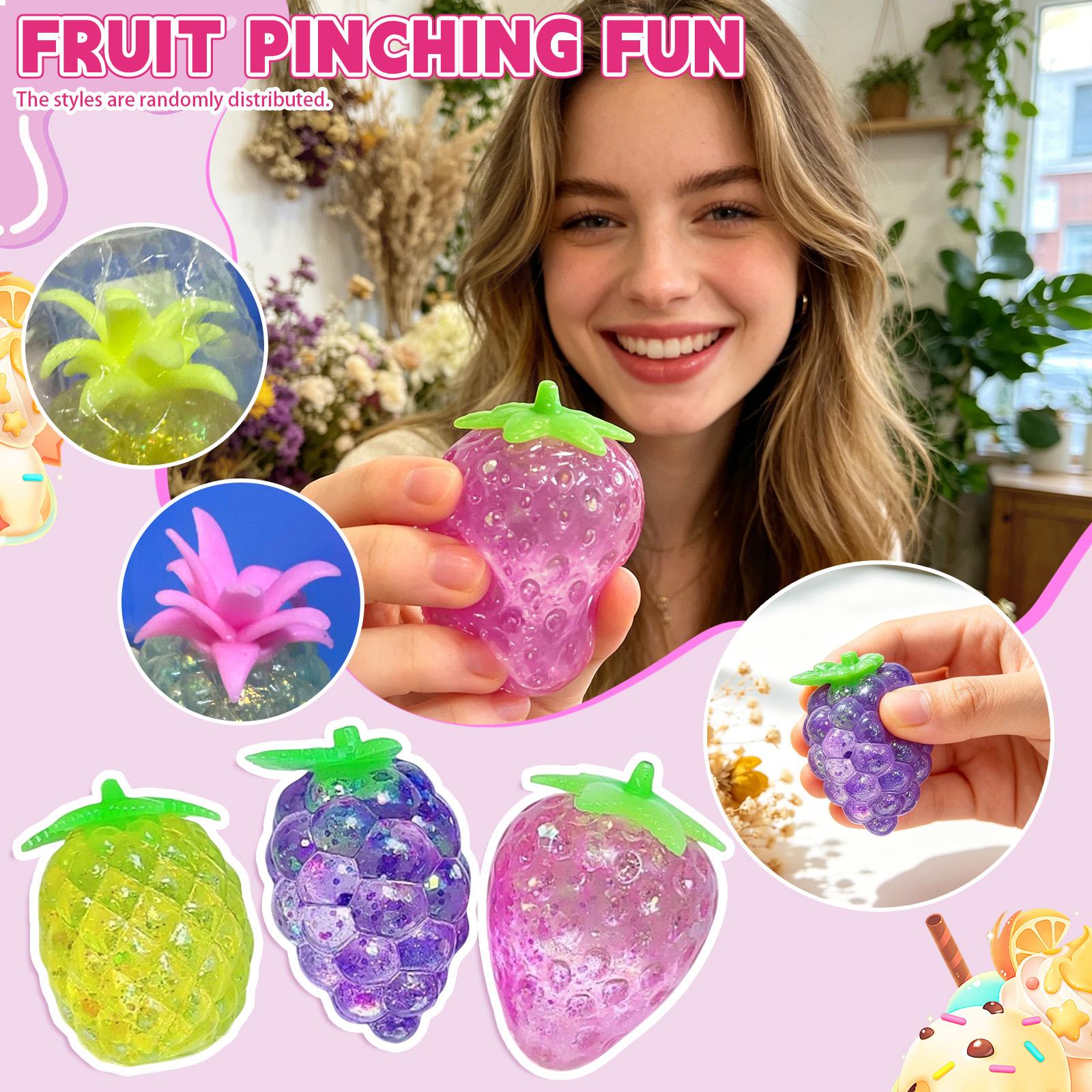 Shaped Stress Toys Set Pineapple Grape Strawberry Design Ball for Hand Exercise and one size белый