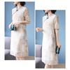 Luxury Silk Cheongsam Dress Chinese Style Modified for Women Short Sleeves Elegant Mother Dress Over Knee Length