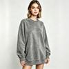 Women's Casual Pullover Top with Loose Fit, Drop Shoulder, Long Sleeves and Curved Seam