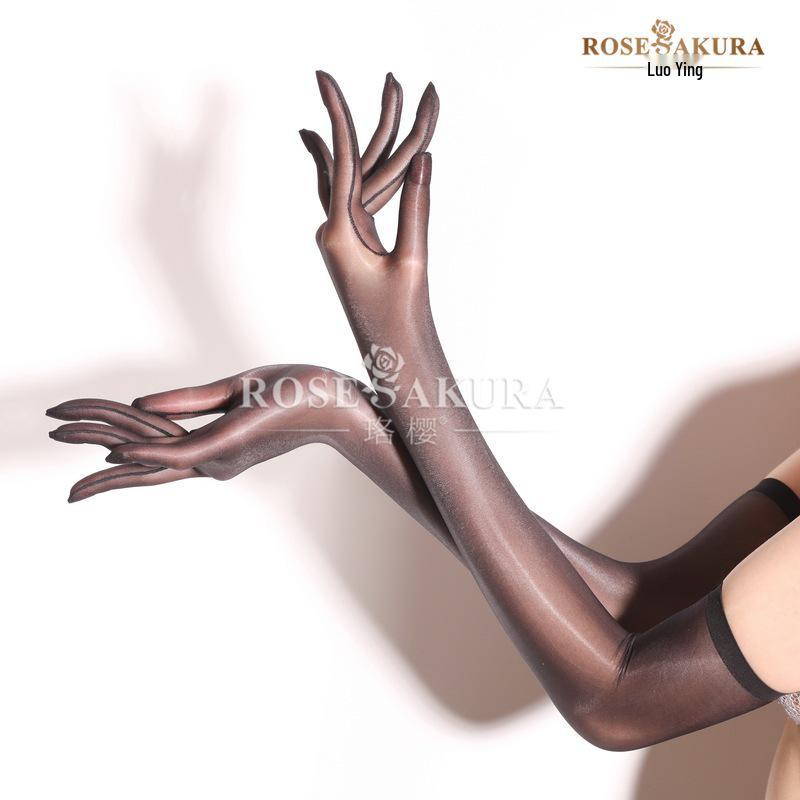 Luoying8456 Glossy Cicada Wing Fingerless Gloves - Fashionable, Silky, Shiny Smooth Jade Fingers