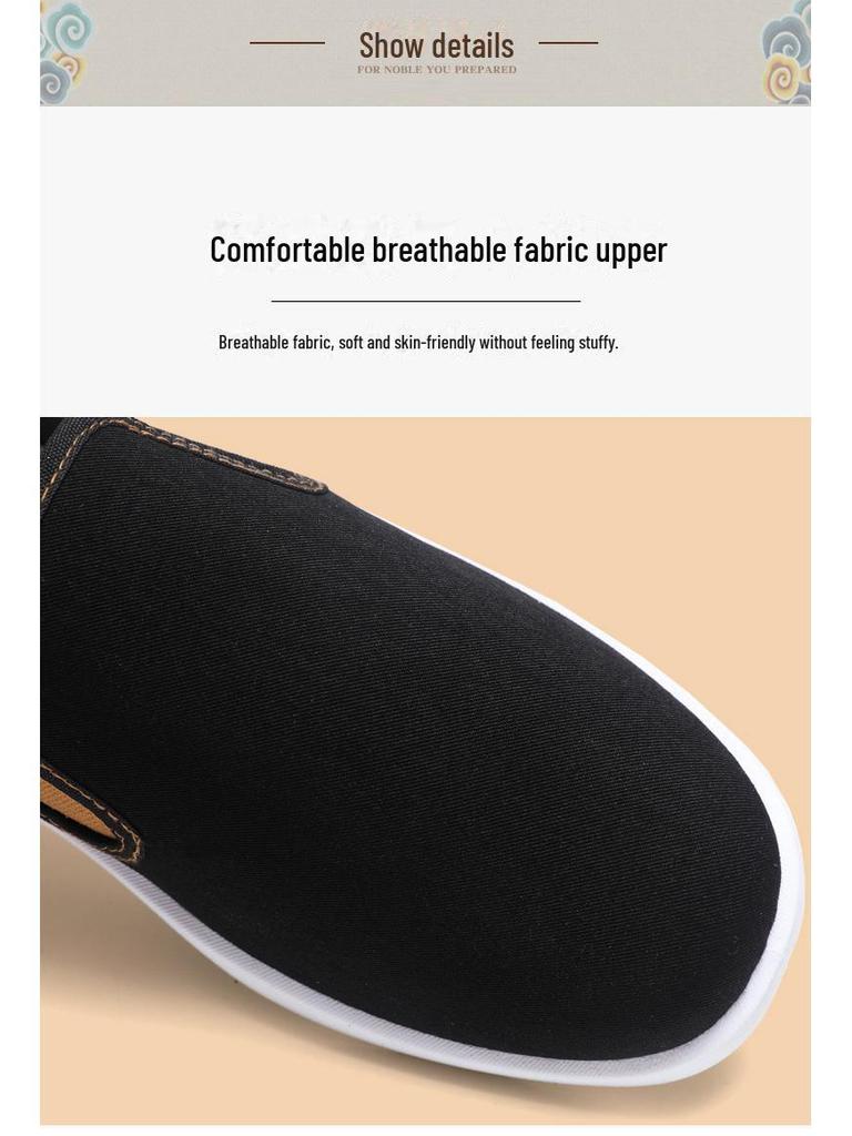 Men’s Spring Chinese Style Embroidered Cloth Shoes - Soft, Breathable Canvas with Comfortable Sole