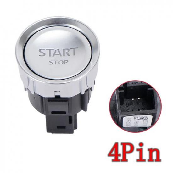 1PC 4Pin Engine Start Stop Switch Chrome Ignition Button for Citroen C4L 2013-17