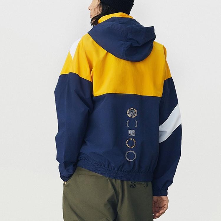 Vans Logo Printed Color Block Hoodie Jacket Men Jackets Dark-Blue VN0A54JBLKZ