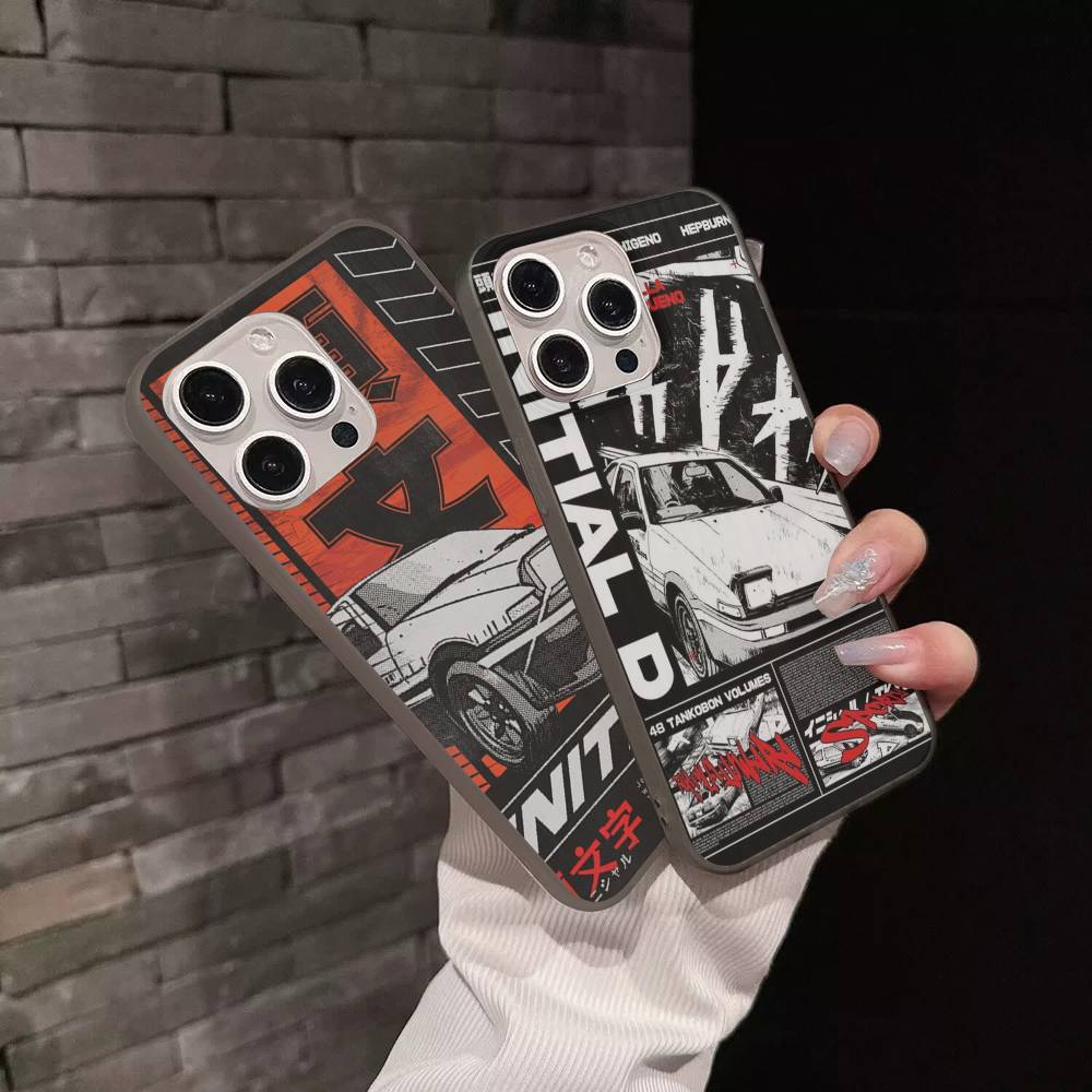 Racing Anime Initial D For IPhone 16 15 11 12 13 14 17 Pro Max PLUS Pro Soft Corrugated Silicone Back Phone Case