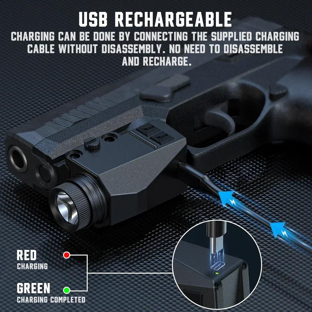 Lanterna LED Tática 1000LM Combo Mira Laser Ponto Vermelho/Verde/Azul/Roxo Luz para Pistola Glock 17 19 / Trilho de 20mm Caça