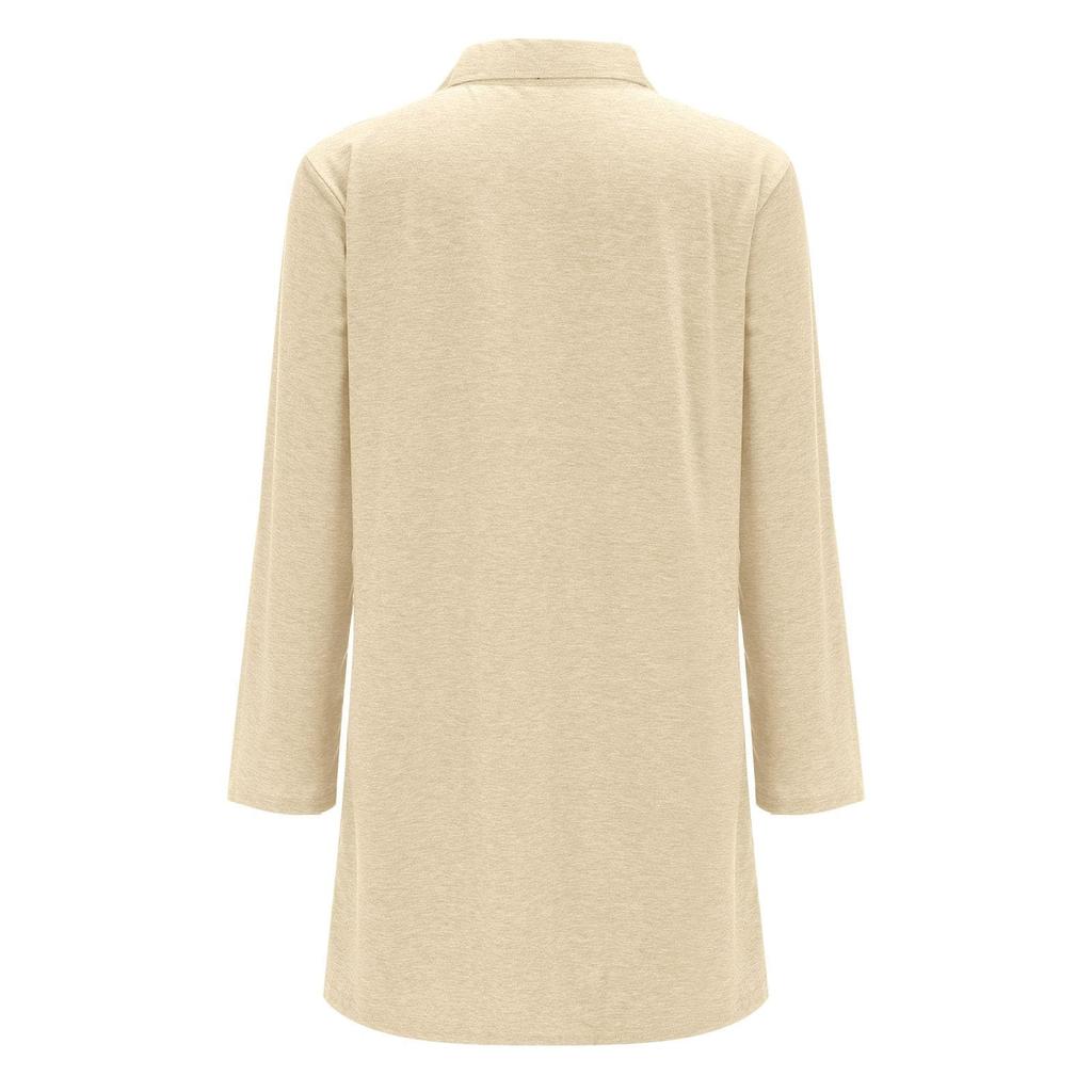 Women's Fashion Cardigan Lightweight Long Sleeve Button Loose With Pocket Solid Color Jacket