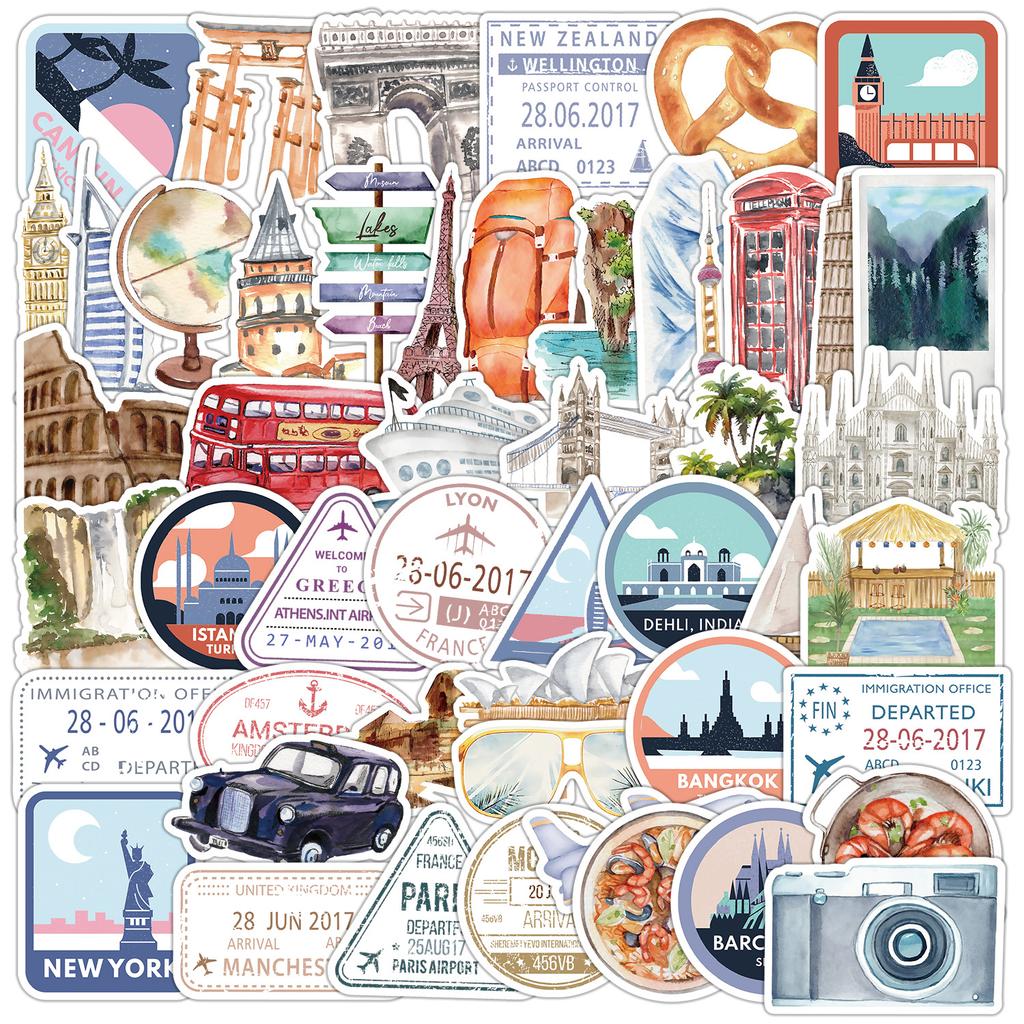 50 Tourist Attractions Series Graffiti Stickers Water Cup Computer Skateboard Waterproof Decorative Stickers Stationery Stickers