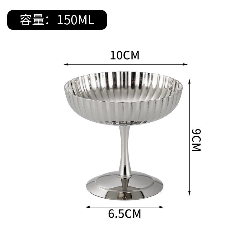 

Silver 304 Stainless Steel Ice Cream Cup High-sided Dessert Bowl High-sided Cup Trays Decorative Kitchen Organizer Storage