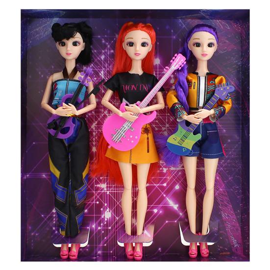 3 Pezzi Bambola in Vinile Articolata K-POP Action Figure Multi-Snodo Posaabile con Vestito Intercambiabile Giocattolo da Collezione per Bambini Adulti