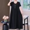Elegant Long Dress for Women Vintage Clothes Plus Size Casual Short Sleeve Summer Loose Dress