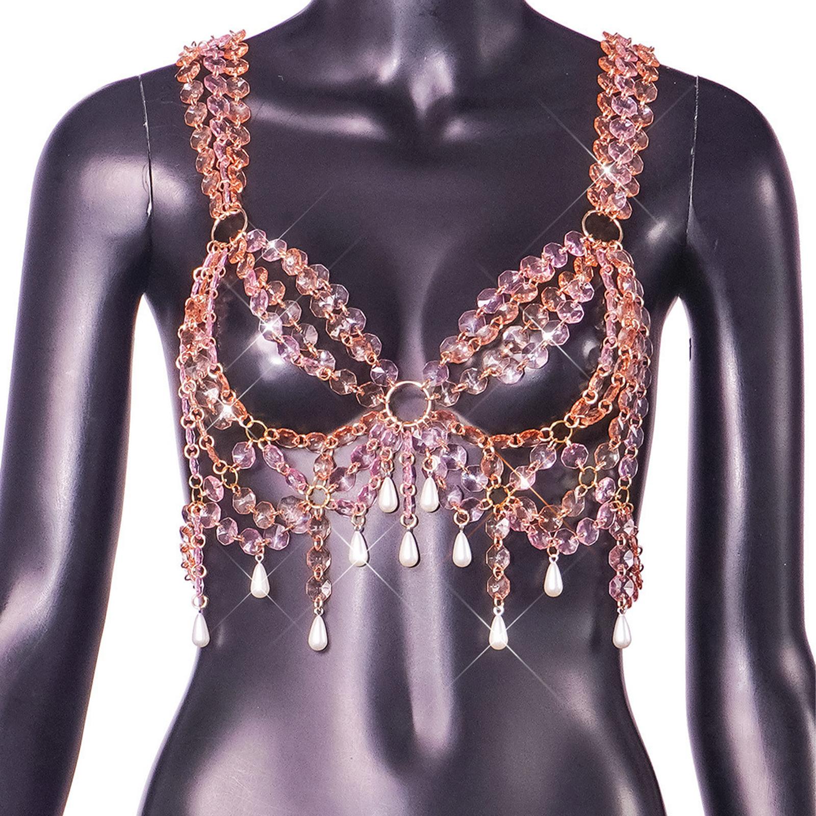 

Stylish Acrylic Strapless Crop Top Necklace Vibrant Acrylic Circle Bead Pendant Body Chain Charm for Bold Fashion Ladies