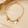 316L Stainless Steel Novelty Design Maple Leaf Pearl Flower Shell Pendant Necklace Women Advanced Texture Neck Chain