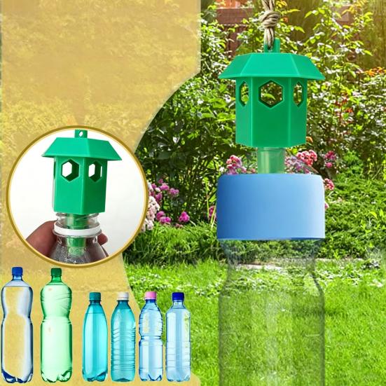 huaqianguhh Outdoor Wasp Trap, Hanging Yellow Jacket Fits Most Plastic Bottles, Reusable Non-Toxic Hornet Catcher for Garden Backyard (Bottle