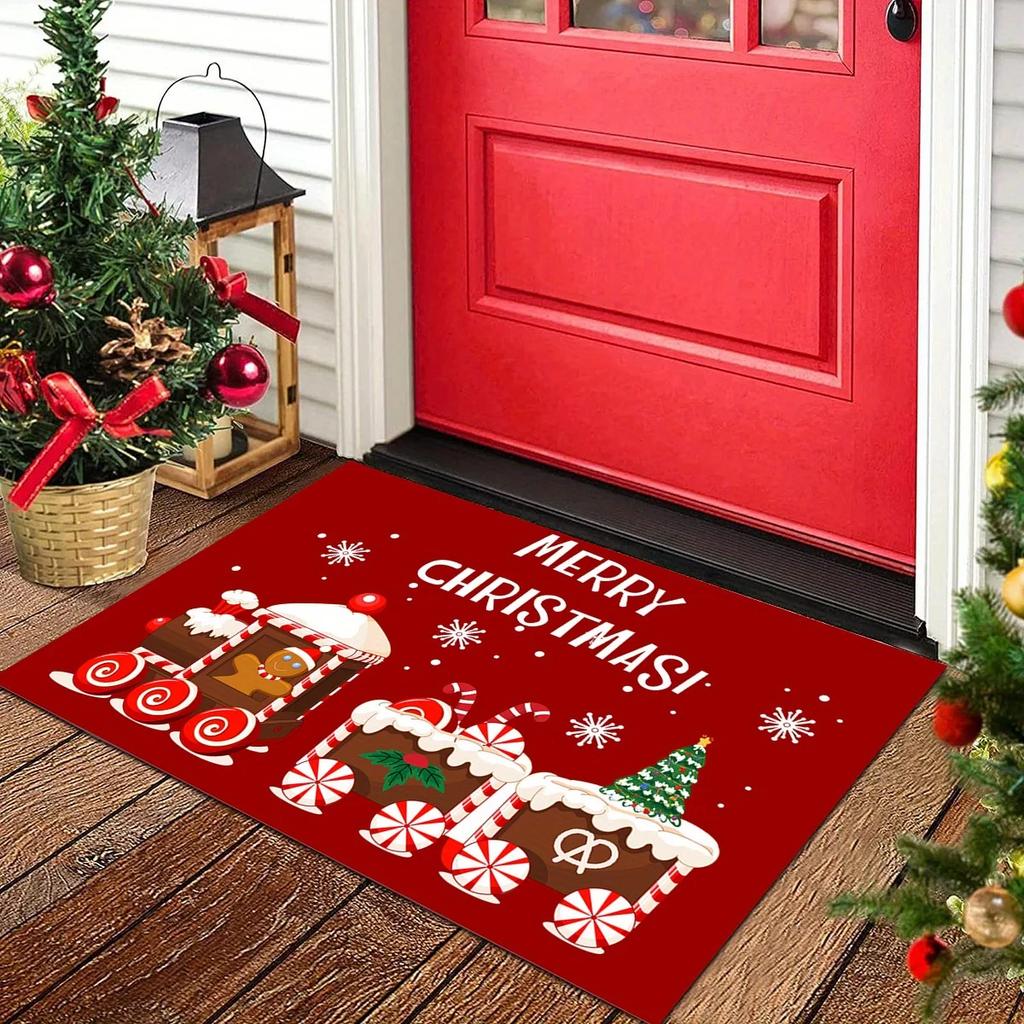 Christmas-Themed Doormat Holiday Atmosphere Entryway Rug Living Room Bedroom Welcome Mat Outdoor Rug Home Decor