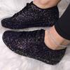 Plus Size 35-43 Sequin Platform Trainer Sneakers Flats Shoes Comfortable Shoes for Women Lace Up Casual Zapatos De Mujer
