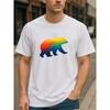 Tailles européennes T-shirt décontracté à manches courtes imprimé Ours Arc-en-ciel | Convient pour un usage quotidien et à la maison, Facile et tendance pour les hommes, Col rond