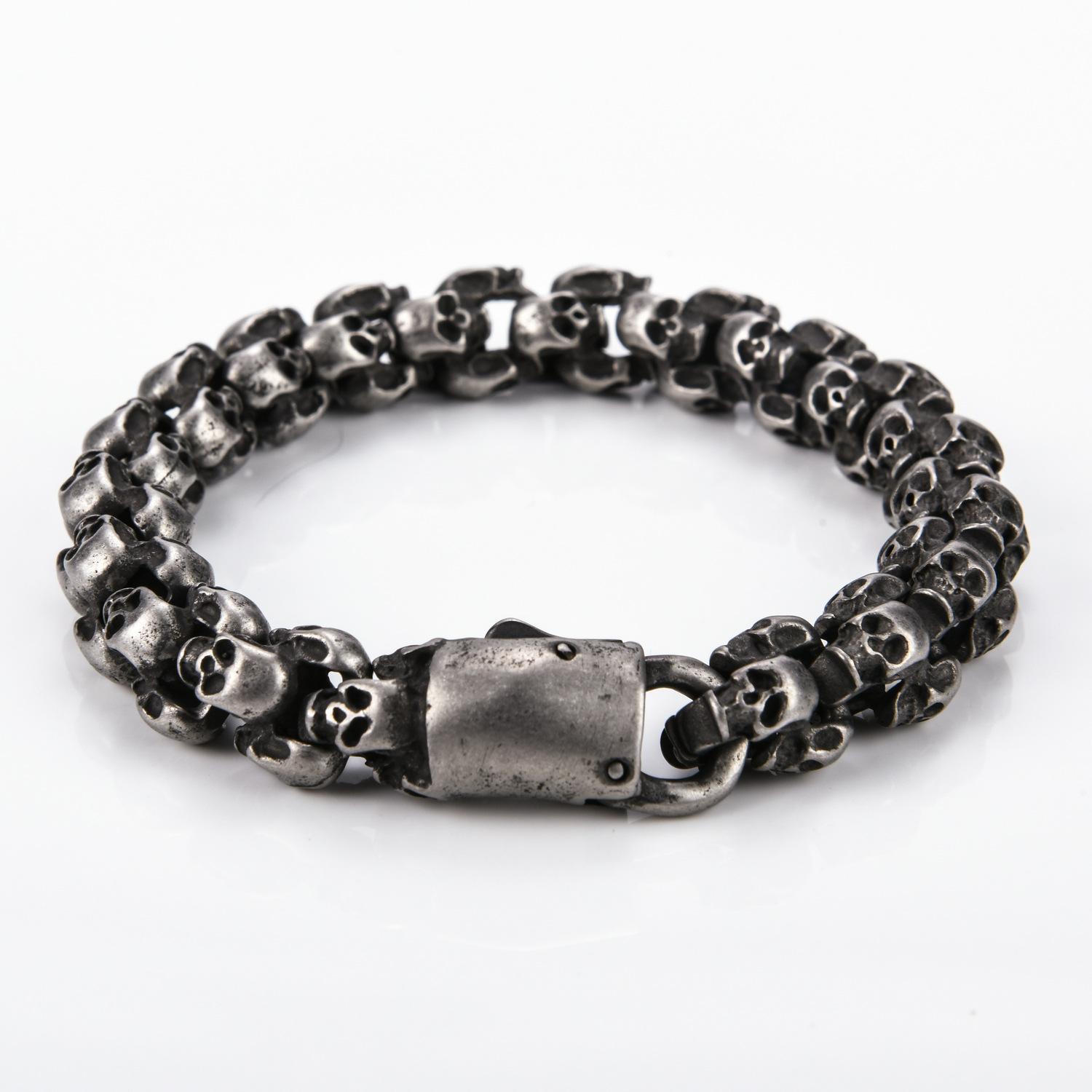 Stainless Steel Bracelet, Fashionable Retro Titanium Steel Skull Bracelet Men s, Trendy Personalized Bracelet Jewelry.