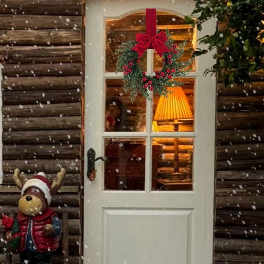 New Pinecone Christmas Wreath Red Berry Festive Door Hanging Ornament 3D Artificial Artificial Garland Navidad Decoration