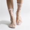 1 Pair Breathable Ultra Thin Socks Summer Women Transparent Lace Silk Crystal Rose Flower Girls Elastic Short Socks Female Sox