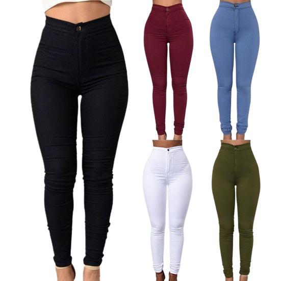 Women Pants Thin High Waist Solid Color Slim Fit Lady Pencil Trousers for Street Wear