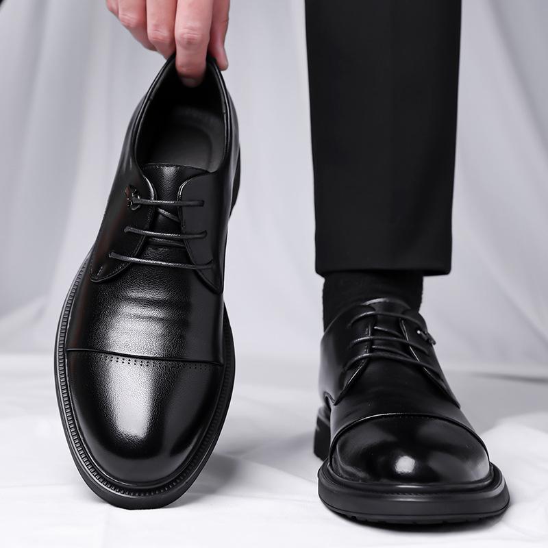 Shoes Winter Oxford Shoes British Business Casual Three-headed Leather Shoes Dress Wedding Groom Shoes Derby Shoes