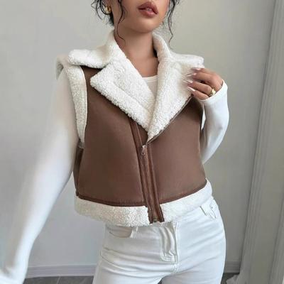 Fur Integrated Lamb Wool Vest for Women, Autumn and Winter Light Vest, Locomotive Suit for Women