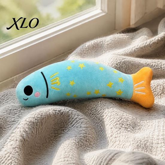 Cat Boredom Relief Toys Catnip Fish Toy, Squeaky Linen Chew Hugging Kicker Toy Kitten for Indoor Cats Biting Kicking Interactive Exercise